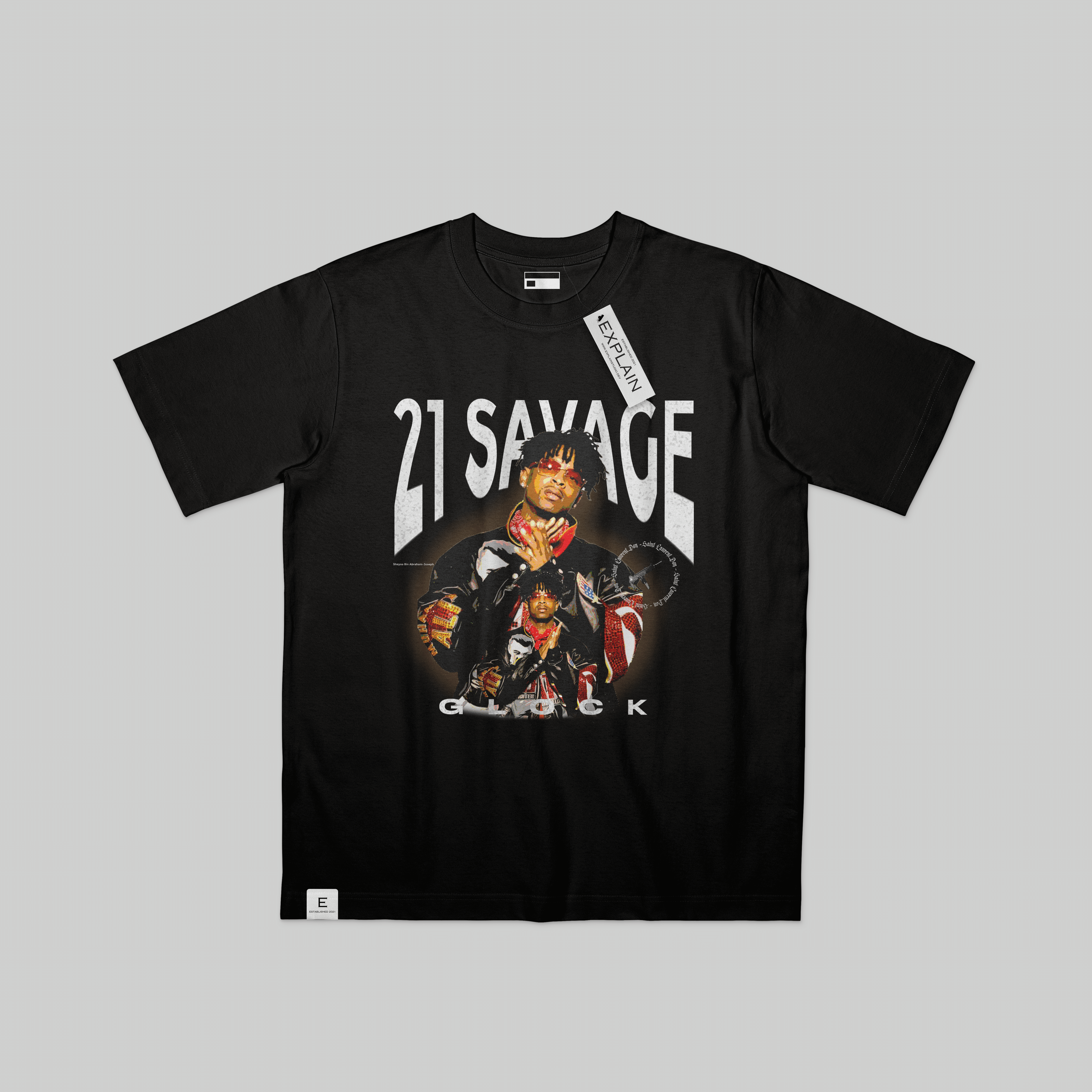 21 Savage Rapper - Graphic T-Shirt (Black) - Explain Studio