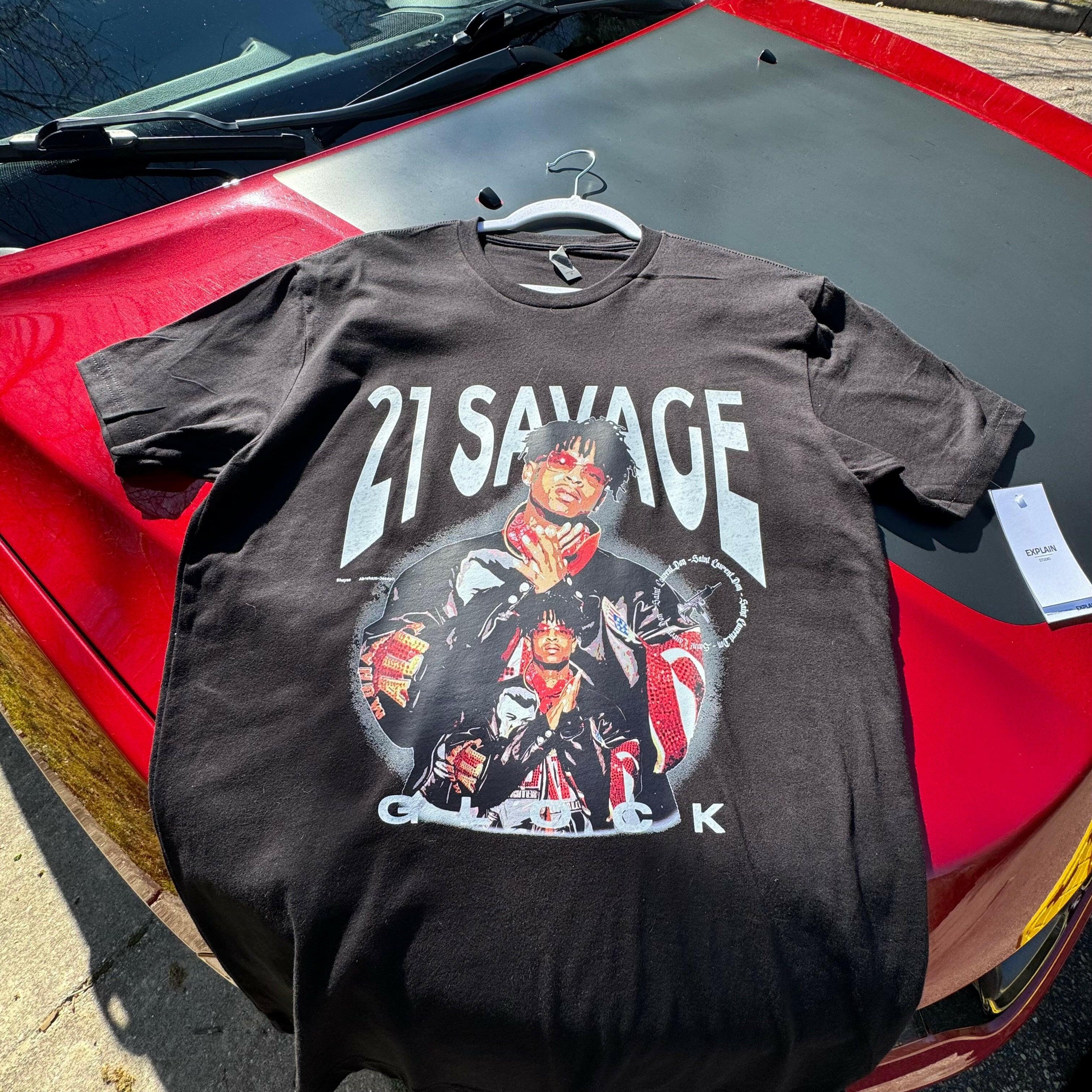 21 Savage Rapper - Graphic T-Shirt (Black) - Explain Studio